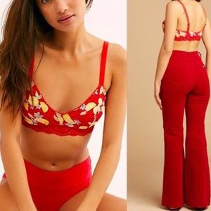 FREE PEOPLE Bralette Red, Polka Dot, Lemon